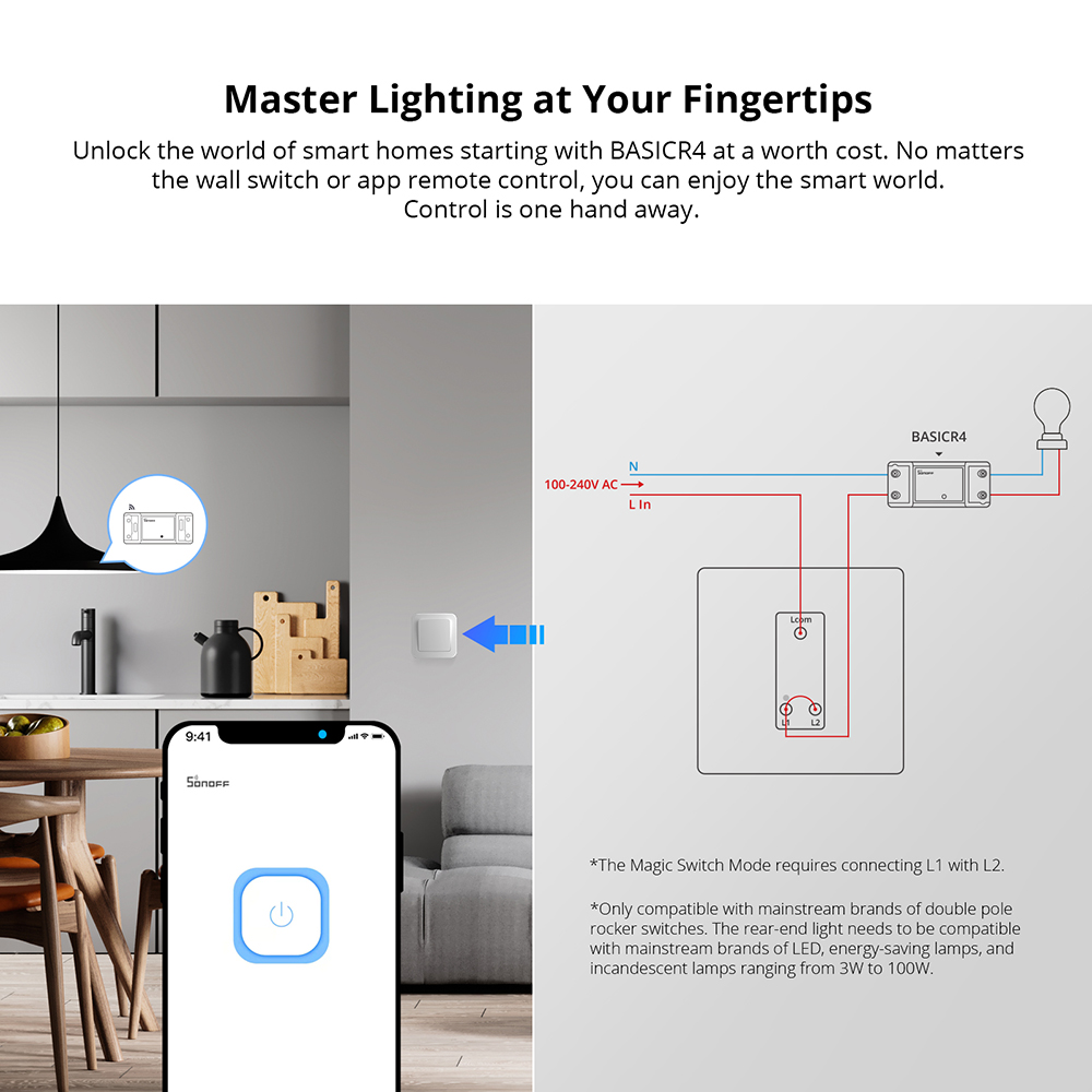 Buy Sonoff Basic R Wifi Smart Switch With Magic Switch Mode